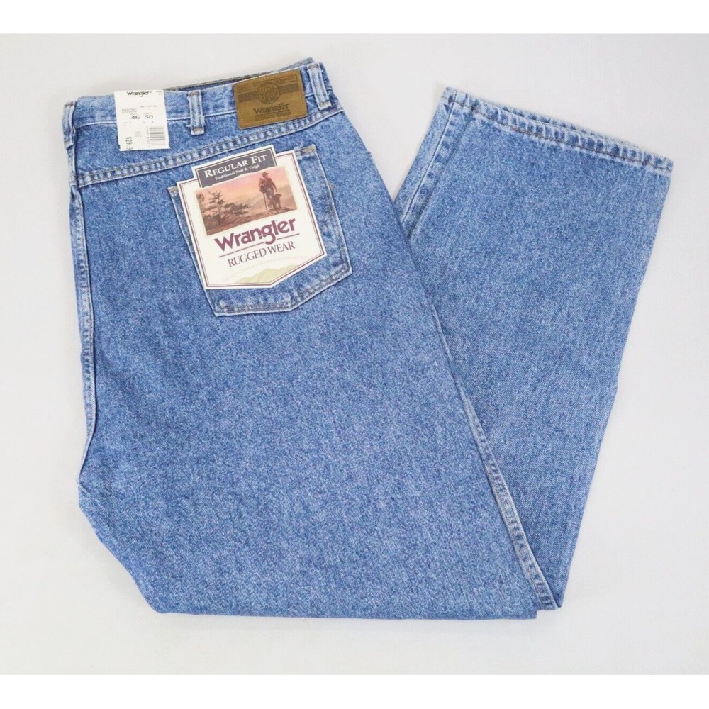 NWT Vintage Wrangler Rugged Wear Regular Fit‎ Jeans 46x30 USA Cotton Loop